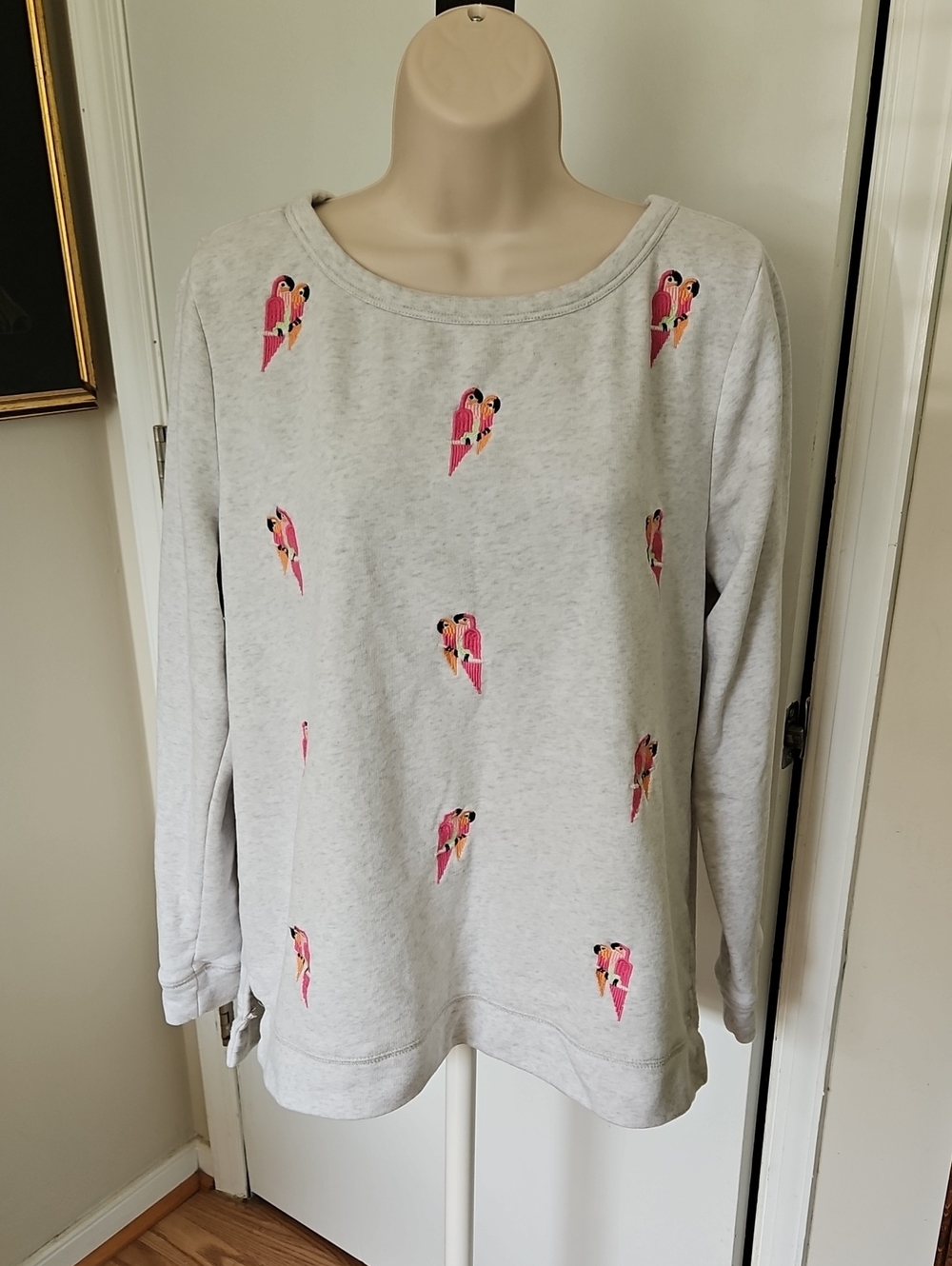 Talbots Embroidered Parrots Top Size XL